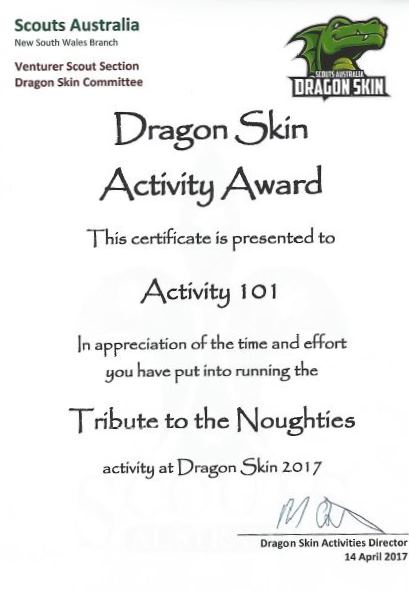 Dragon Skin Activity 2017 Tribute to the Noughties
